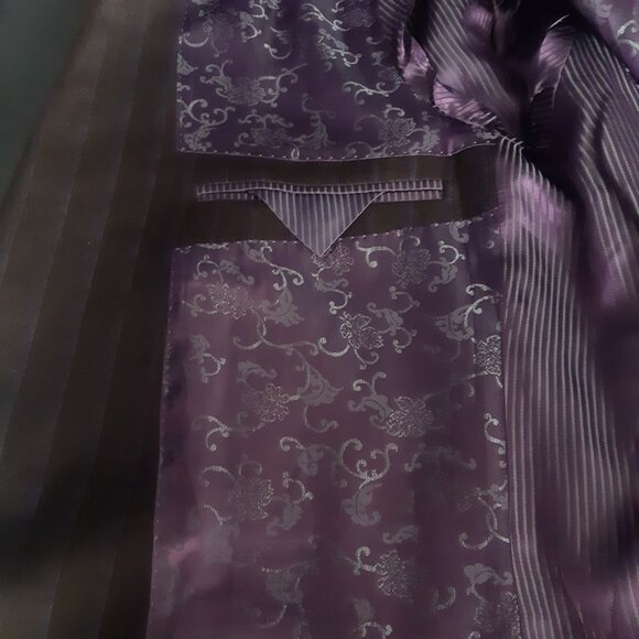 Ted Baker SZ42 Velvet Collar, Indigo Pinstripe Men's Black Wool Dinner Jacket - Picture 9 of 16